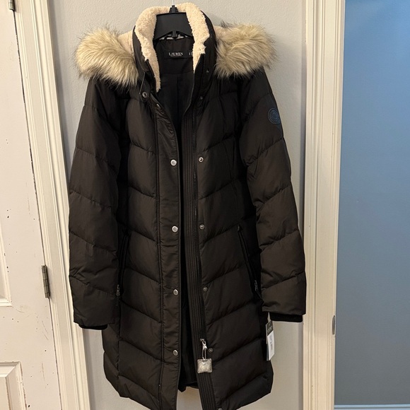 Ralph Lauren Black Label Black Puffer Coat with Fur Hood - Picture 3 of 5